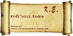 Kránicz Endre névjegykártya