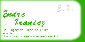 endre kranicz business card